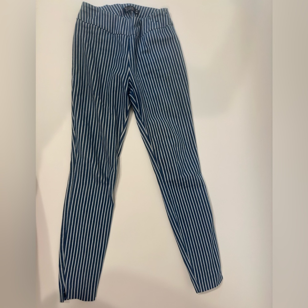 New York and company dressy stretchy pants XS blue and white stripes